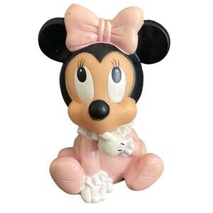 Disney Baby Minnie Mouse Squeaky Toy Pink Rubber Figure 5.5 inches Vintage